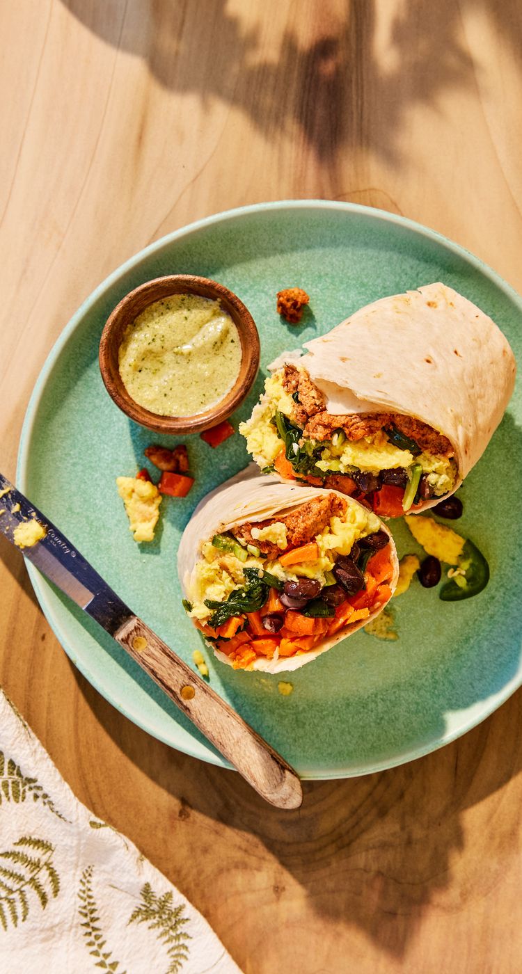Scott Jurek’s plant-based breakfast burrito made with JUST Egg