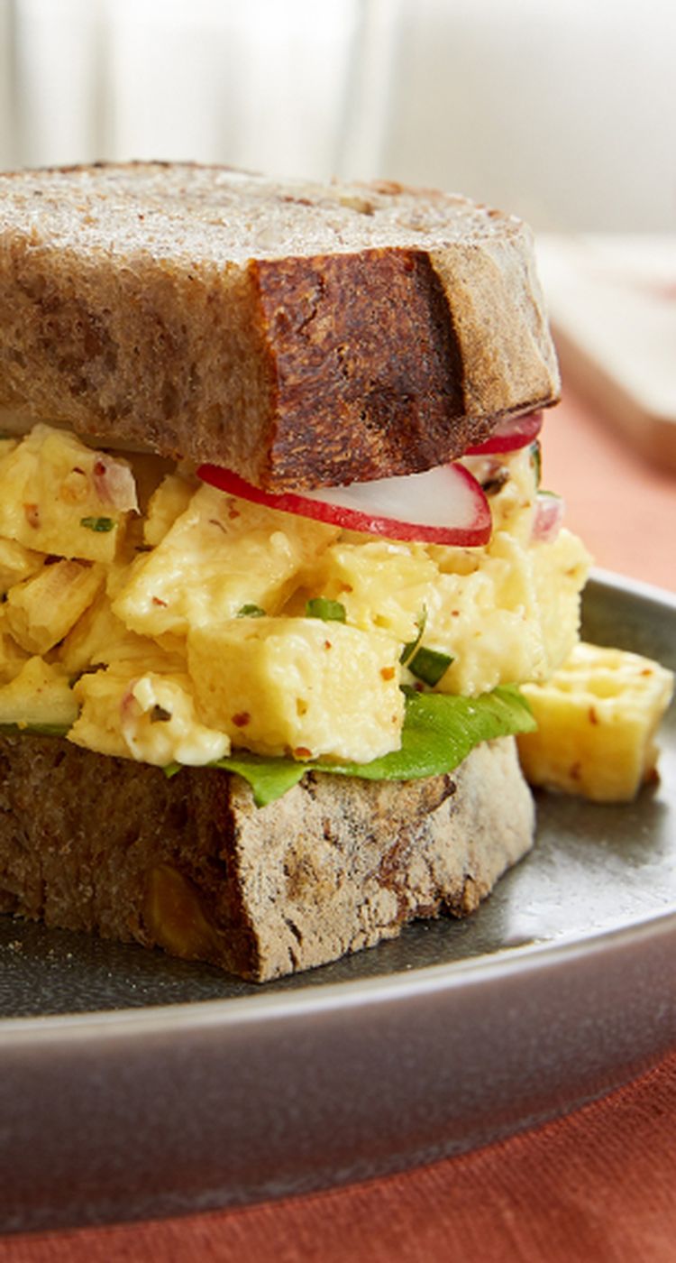 JUST Egg salad sandwich on a plate